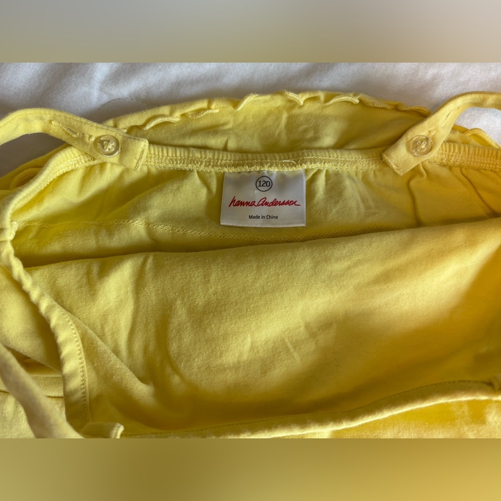 Hanna Anderson yellow tiered dress size 120/6 - Picture 3 of 5